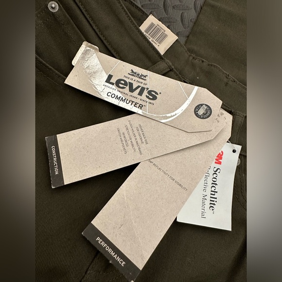 New Levi’s Commuter Jeans 31 X 30 Army Green Scotchlite Reflective U-lock Holder - Picture 4 of 8